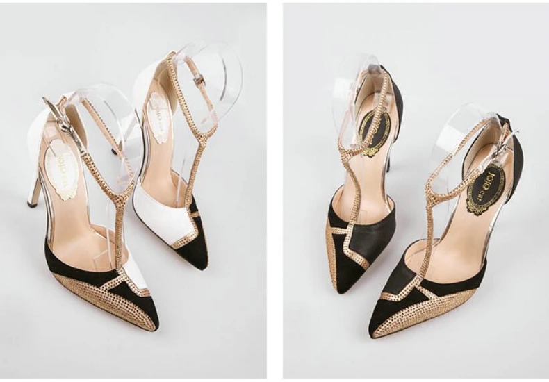 Women's Pumps Shoe Party High Heel Shoes Women White Sexy Heels Rivet Buckle Strap Pumps High Heels Shoes Woman 12 cm Wedding (6)