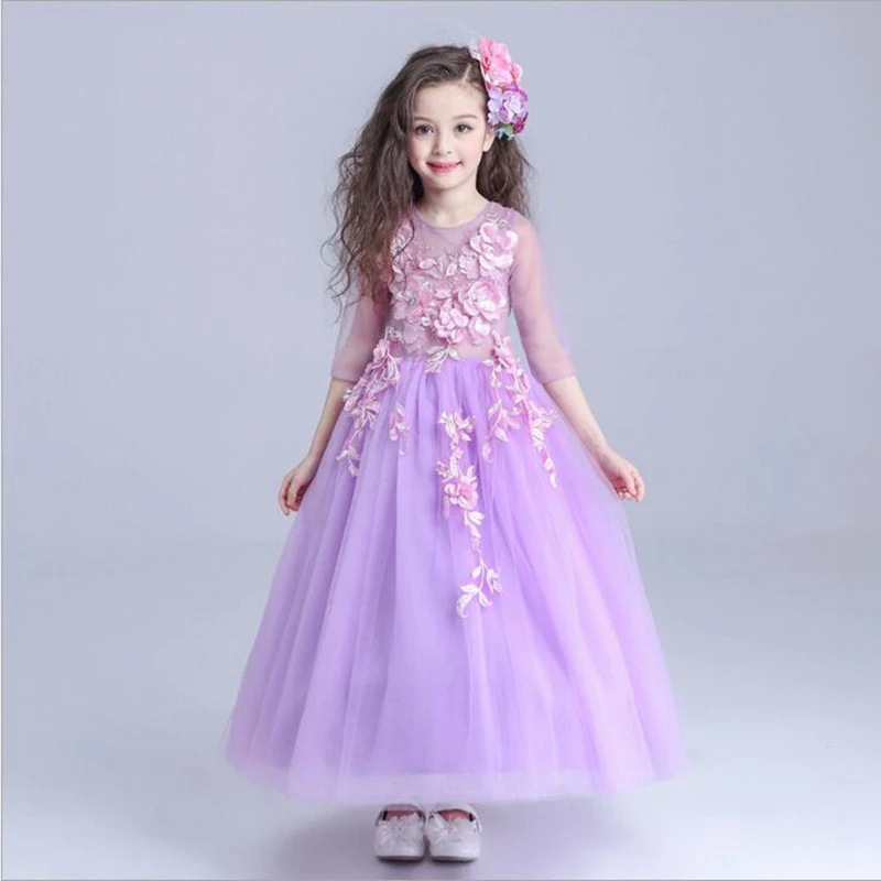luxury purple tut princess dress floor-length ball gown flower girl dresses hollow-out girls pageant dress for wedding costume floor length ball gown flower girls dresses sleeveless baby girl pageant dresses sequins tutu princess dress for wedding costume