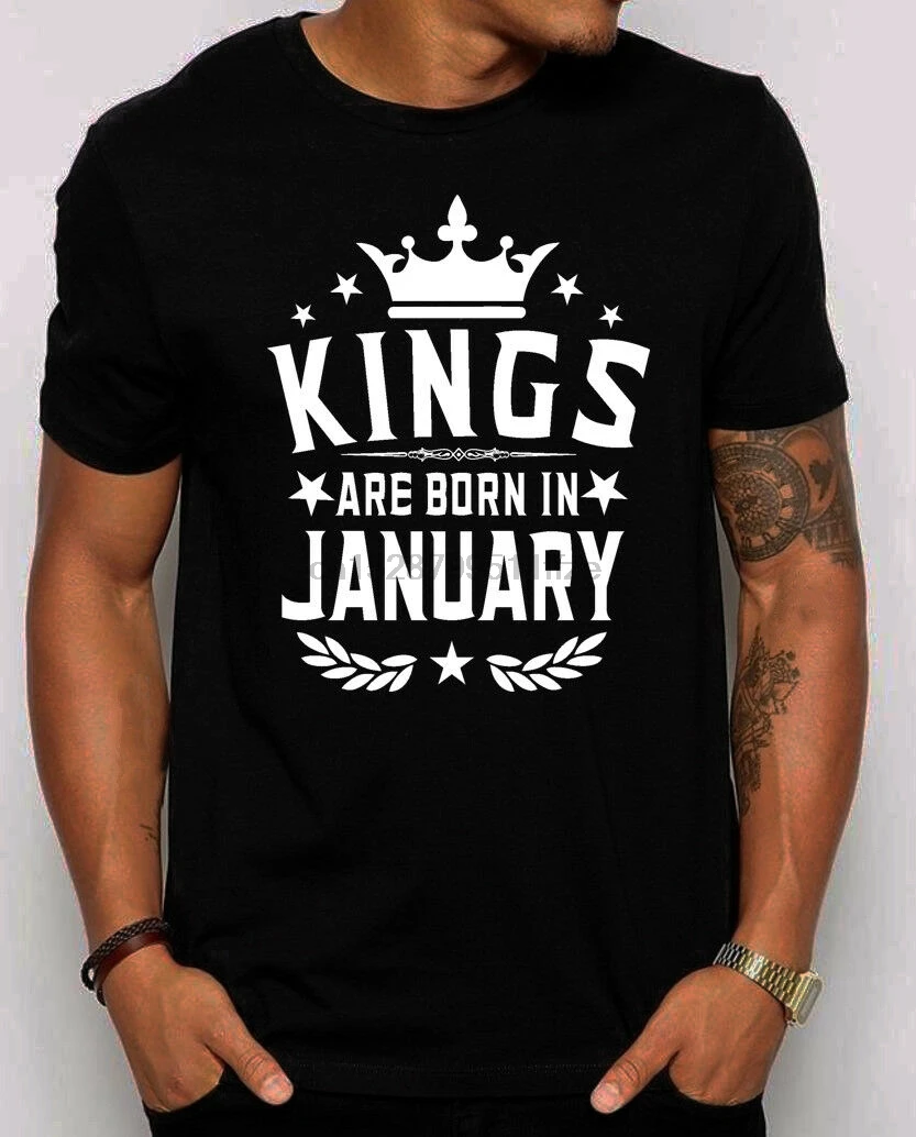

Kings Are Born In January Men T-Shirt Gift for Him. Best Birthday Shirt Cotton Tee for Men Short Sleeve Tops Hip Hop Clothes