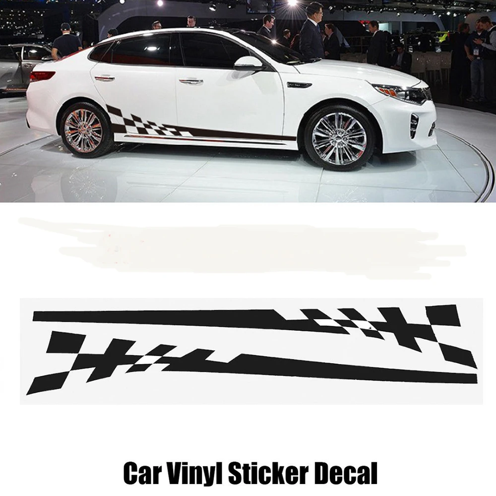 

Hot Sale Car Stickers and Decals WRC Door Side Sticker with Gird Pattern Car Body Stickers Auto Race Check Flag Car