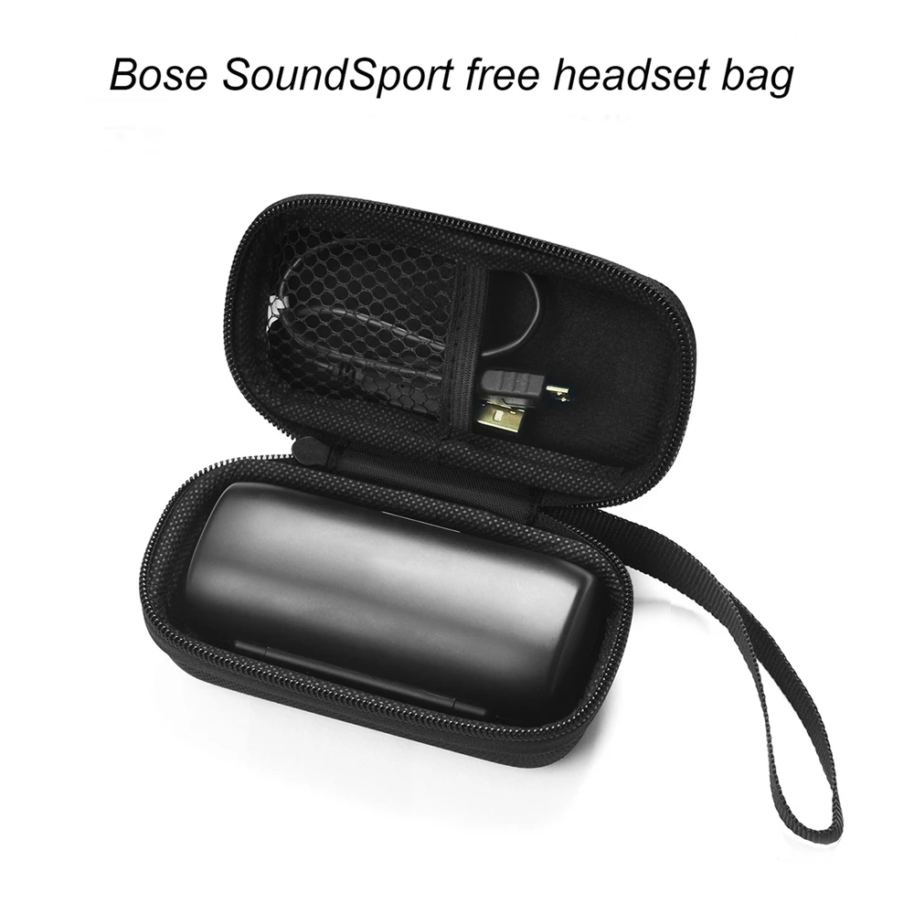 

Portable Hard EVA Protective Bag Case Pouch Cover for Bose Sound Sport Free with Mesh Pocket for Batteries & Cables Black