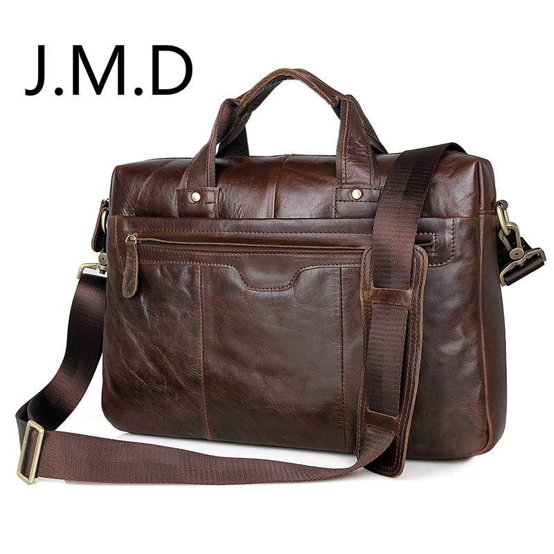 

J.M.D 2019 New Arrival 100% Classic Vintage Genuine Leather Men Handbag Briefcase Laptop Bag Shoulder Messenger Bag 7075