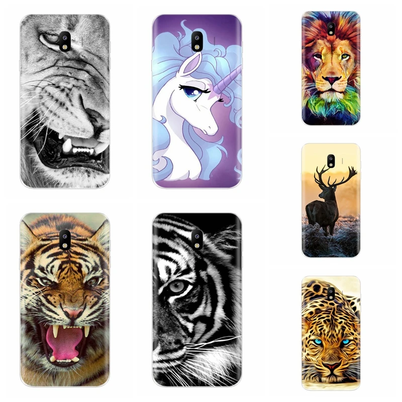 Soft TPU Case For Samsung Galaxy J1 J2 prime J3 J4 J5 J6 J7 2016 2017 2018 Silicon Pattern Cover Funda Lion AE045 |