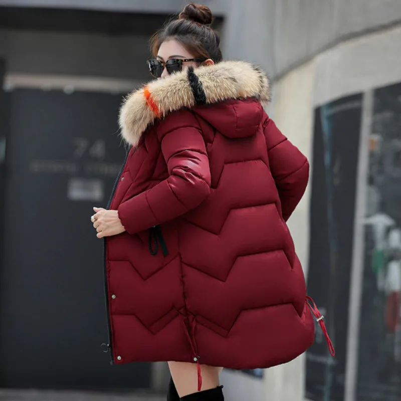 

New 2018 Top Quality Women Parkas Very Warm Wool Hats Women Winter Coat Fake Fur Hooded Winter Jacket Women Thicken Down Jacket
