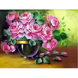 5D DIY картина, вышитая бисером красный цветок ваза Бриллиантовая рука вышитый цветок Полный Круглый метра diamond декоративные ry420