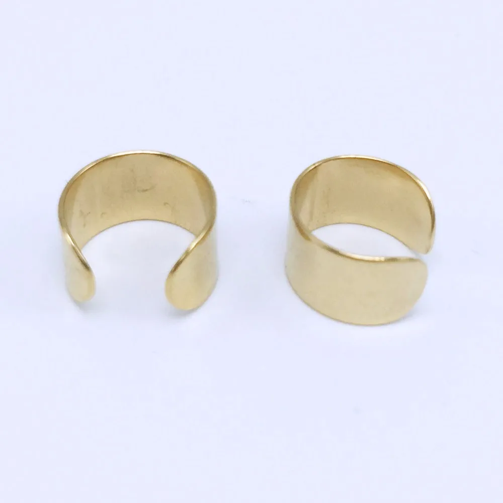 2pieces fashion clip earrings ear cuff fake earings stainless steel black gold silver rainbow 6mm adjustable size ear wrap gold