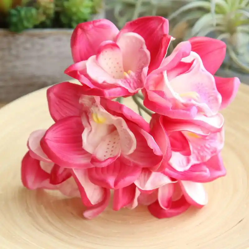 6 бутоны реалистичные искусственные орхидеи PU Cymbidium Magnolias букет поддельные цветы