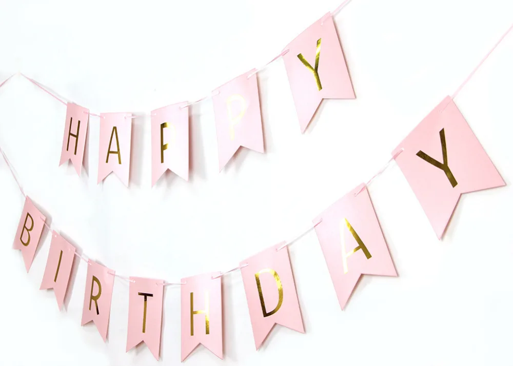 pink foil gold happy birthday paper banner (2)