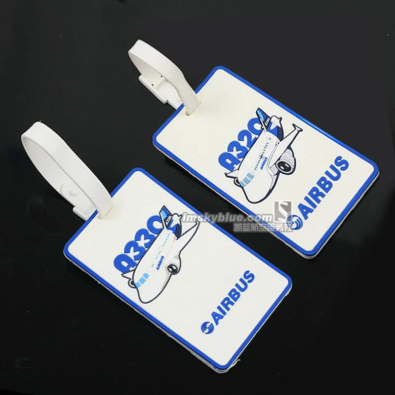 

New Arrival Airbus A320 330 Luggage Tag White Rectangle Rubber Travel Luggage tag with Cartoon Plane Special for Aviation Lover