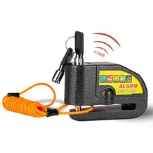 motorcycle bike Alarm sound lock motorcycle disc brake lock 110db loud Security Waterproof bicycle lock + Reminder rope