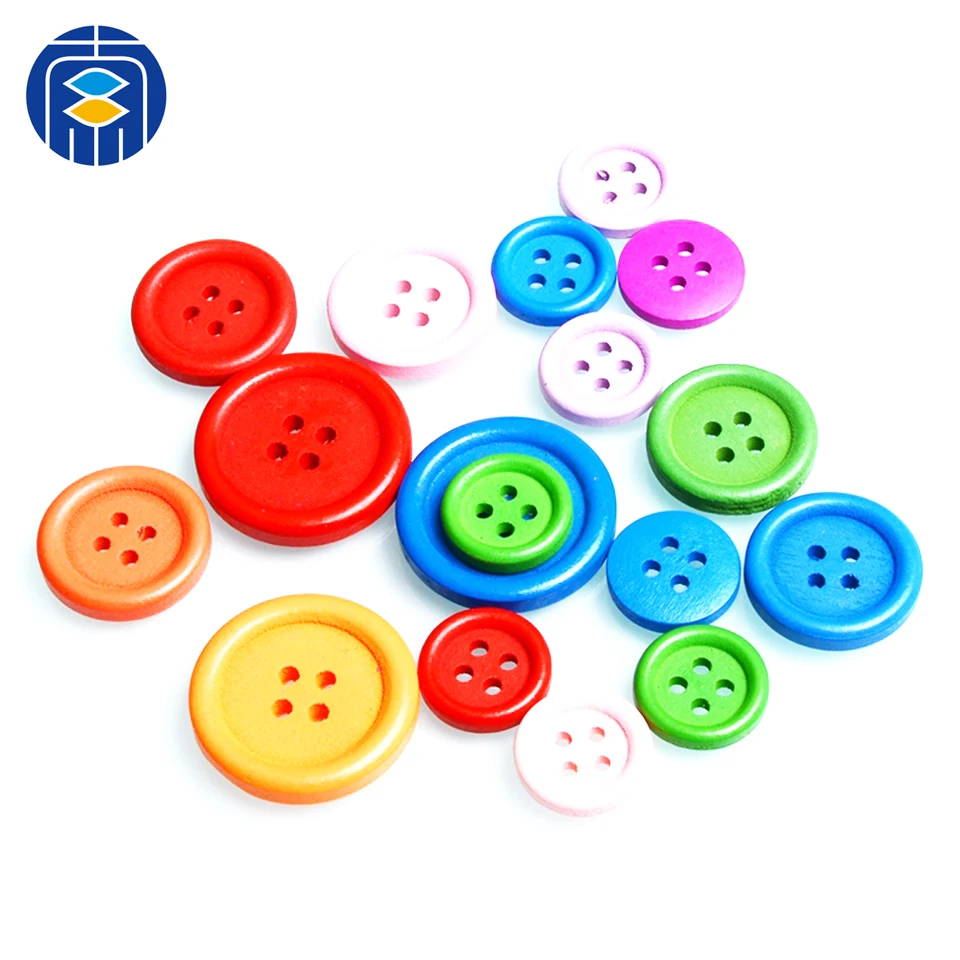 

JuleeCrystal Colorful Wooden Beads 4 holes for Coat Boots sewing Clothes Accessories Decoration