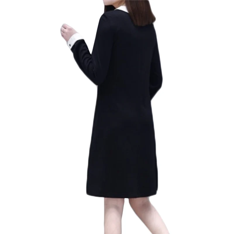 5xl Abiti Donne Il Manica Più Retro Black Della F140 Formato Stampa Di Corto Abito Lunga Allentato Cuore Molla Nero Con Autunno Vintage Delle qtwHcFRwxS