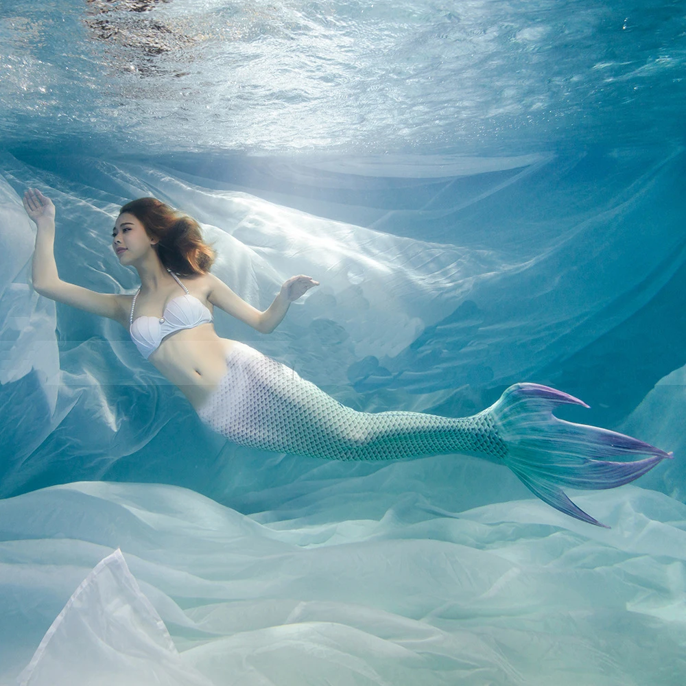 

Mermaid Tail Swimming Costume With Monofin Adult Swimmable 2 Piece Cosplay Costume Mermaid Tails for Swimming Adult Girls