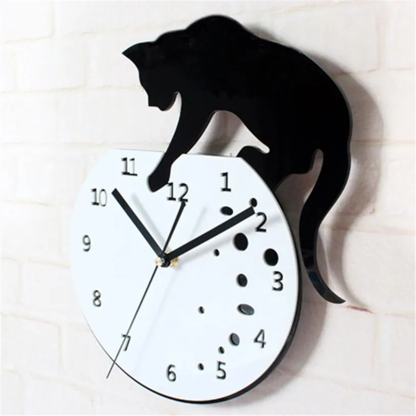 Цифровые акриловые настенные часы Cat on 9J18 декоративные для дома и офиса в