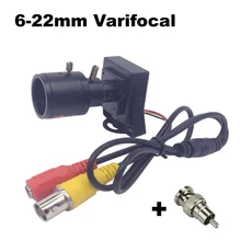 6-22mm lente Varifocal Mini cámara 800tvl lente ajustable + RCA adaptador de seguridad vigilancia CCTV cámara de coche que cubre la cámara