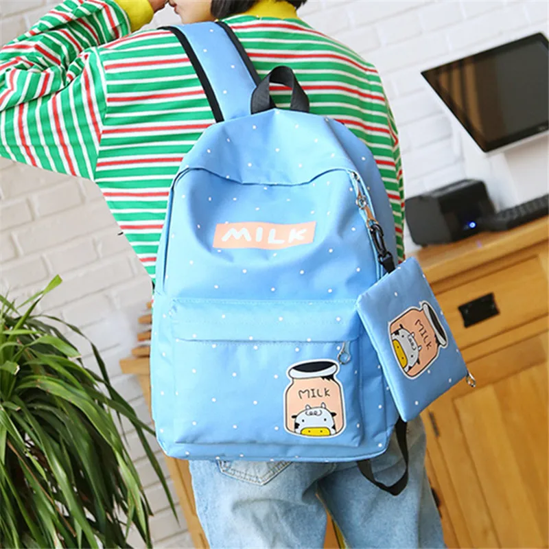 

2018 Mori girl fresh campus waterproof canvas shoulder bag Korean student bag female Japanese cartoon girl backpack