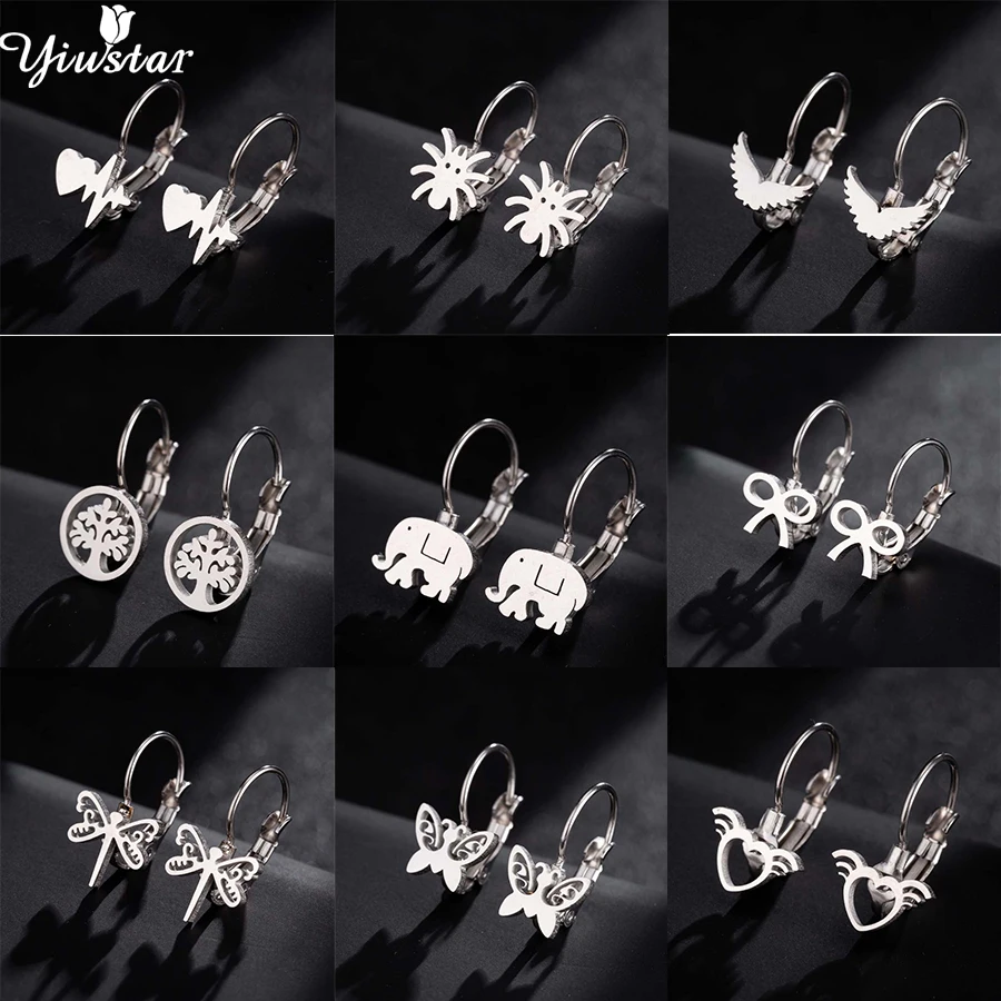 

Yiustar Stainless Steel Butterfly Stud Earrings for Women Girls Mini Elephant Dragonfly Earings Jewelry Kids Accessories Gifts