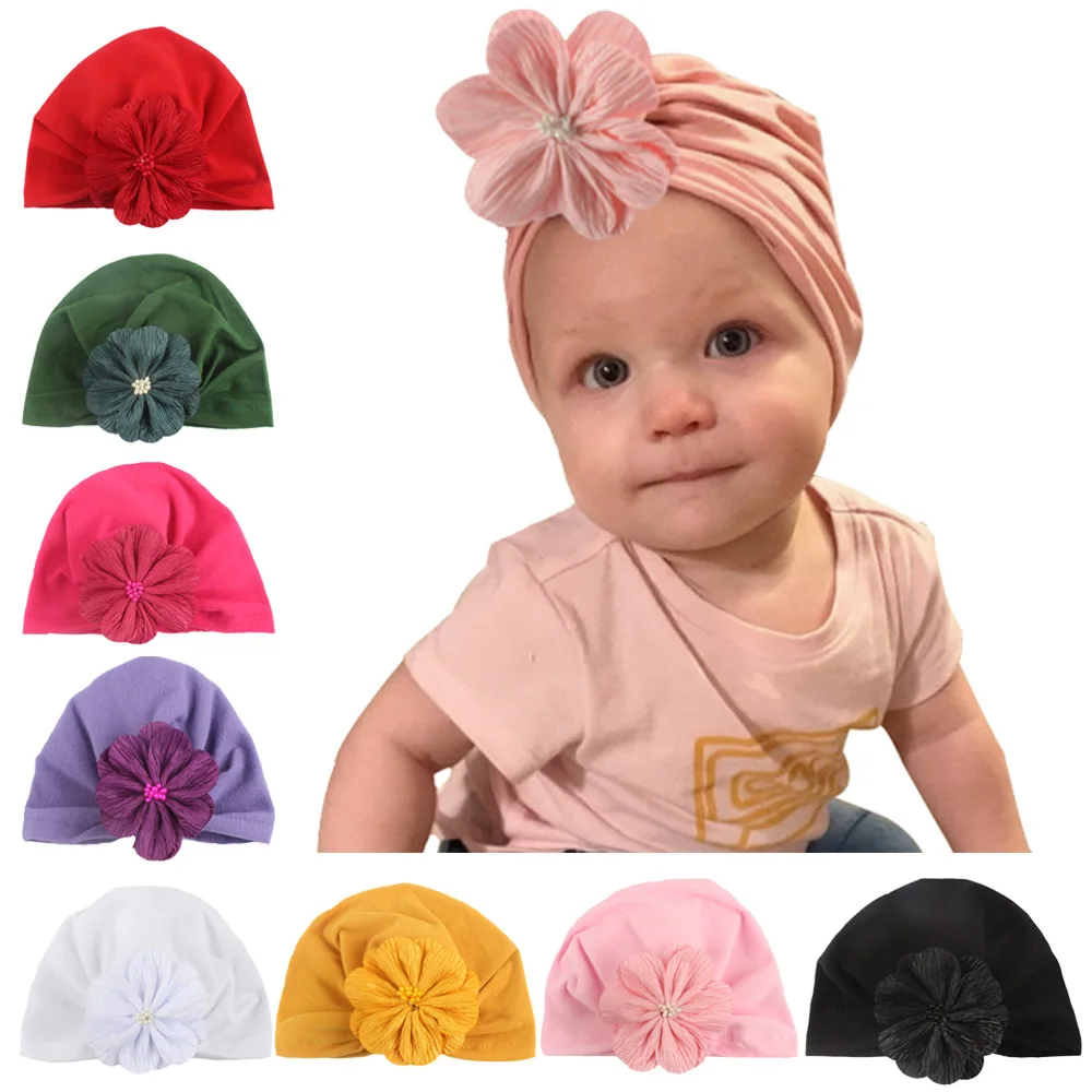 Nishine новая детская шапочка-тюрбан с тканевыми цветами хлопок смесь шапка для новорожденного Дети реквизит для фотосессии подарок на день рождения ребенка