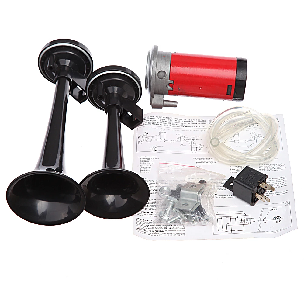 LARATH 12V Car Boat Truck 178db Air Horn Compressor Dual Tone Trumpet Ultra Loud Kit
