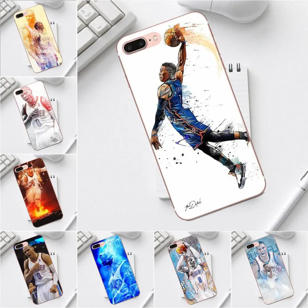 

Qdowpz Luxury Phone Case Russell Westbrook No. 0 For iPhone 4 4S 5 5C SE 6 6S 7 8 Plus X XS Max XR Galaxy A3 A5 J1 J3 J5 J7 2017