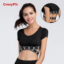 CrazyFit, футболка для йоги, балета, футболка, Женский спортивный топ, одежда для спортзала, бега, фитнеса, спортивная одежда, блузка, короткий топ