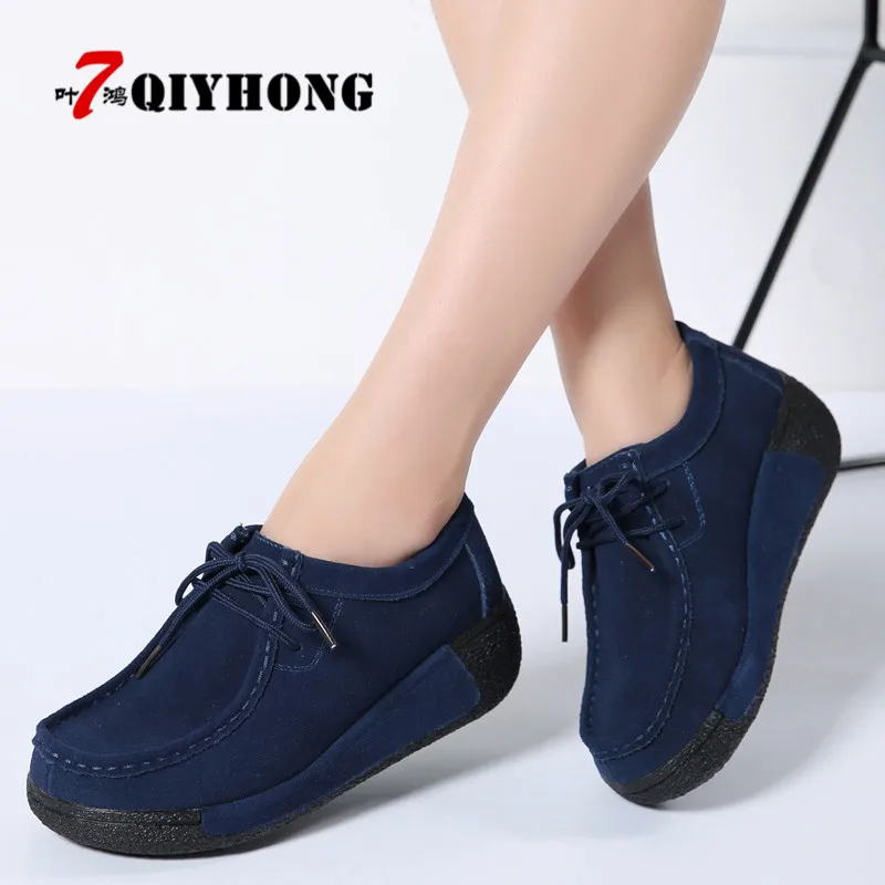 

Women Flats Platform Shoes Suede Leather Lace Up Women Moccasins Creepers Slipony Female Casual Summer Shoes Ladies Winter