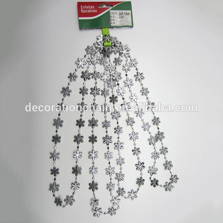 

Six corners snowflake bead Suit Colored Christmas hanging beads shiny plastic chain bead Decoration