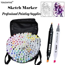 TouchFive маркер 168 цветов Кисть ручка Алкогольная масляная на основе чернил художественный маркер для двойной головы эскиз маркеры манга мультфильм каракули