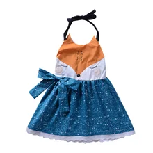 Детская одежда для девочек платья на бретелях без рукавов с рисунком лисы с рюшами, детское платье для девочек, подарок