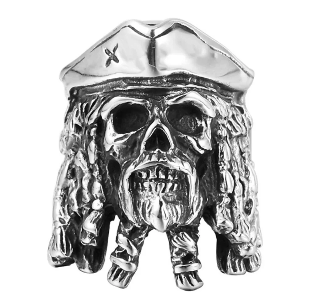 

Punk Vintage Trend Man's Ring Gothic Men's Skull Biker Zinc Alloy Ring Man Fashion Rings Jack Captain Ring For Male