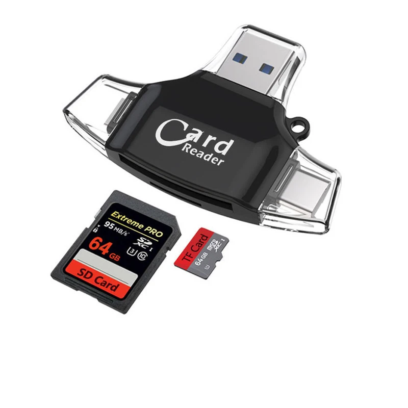 

4in1 USB 3.0 phone adapter Android USB A C type C ports file video picture music SD TF card reader SL1 for lightning IOS Huawei