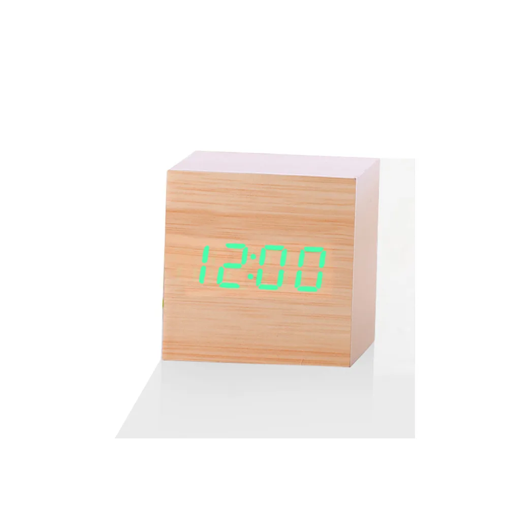 

Digital Wooden LED Alarm Clock Backlight Voice Control Wood Retro Glow Clock Desktop Table Luminous Alarm Clocks hot sales9.3#20