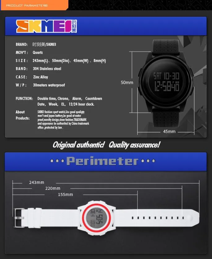 Женские спортивные часы SKMEI, брендовые, повседневные, цифровые часы, многофункциональный, водонепроницаемый, светодиодный, женские наручные часы, 4 цвета