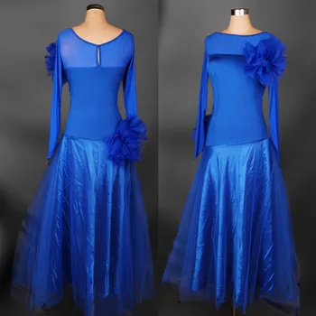 

New ballroom dance costume sexy flower gauze long sleeves ballroome dresses for women ballroom dance competition black dress