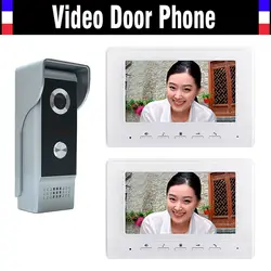 7-дюймовый цветной ЖК-Экран видео домофон дверной звонок Системы видеодомофон переговорные комплект 2 монитора 1 двери Камера