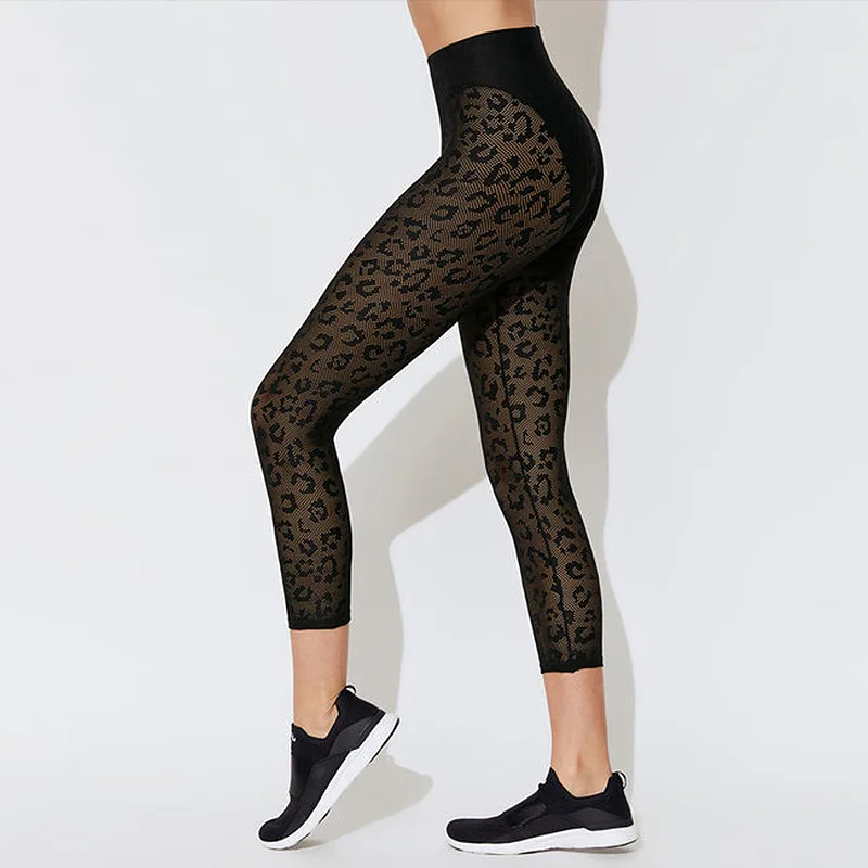 

LAISIYI Fashion Lace Leggings Top Sexy Set Women Skinny Leggings Two Pieces Summer Suit Soft Leopard Printed High Waist Jeggings