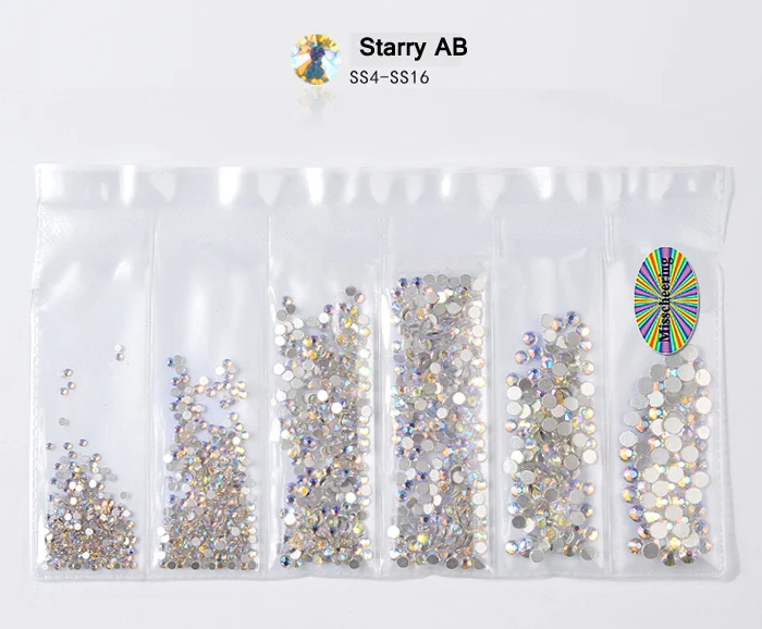 20 Starry AB 1 упаковка стеклянные стразы для ногтей разных размеров SS4-SS16 украшения для ногтей камни блестящие драгоценные камни аксессуары для маникюра 20 цветов - Цвет: 20 Starry AB