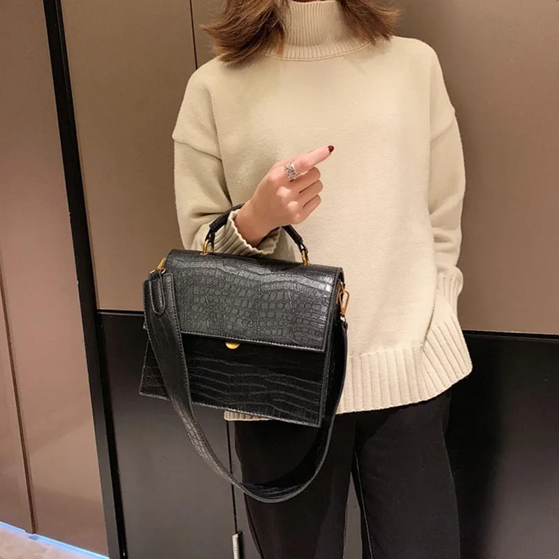 

Crocodile Pattern Handbag Women PU Leather Shoulder Bags Vintage Luxury Lady Hand Bags Female Messenger Bag Big Tote Sac Bols