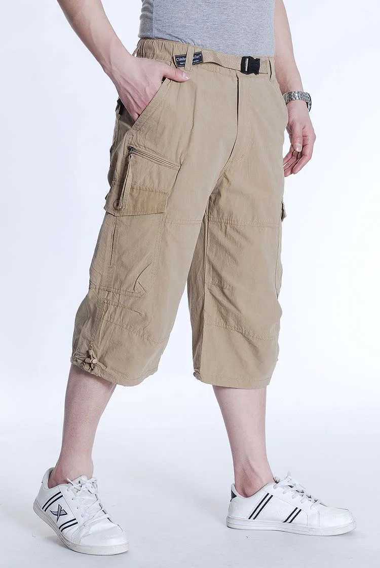 802 Khaki 6XL 7XL Летние повседневные шорты для мужчин Хлопковые Бриджи с большим карманом Свободные мешковатые хип хоп шорты-бермуды Военная Униформа мужс - Цвет: 802 Khaki