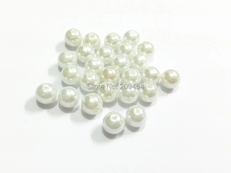  (Choose Size First) 6mm/8mm/10mm/12mm/14mm/16mm/18mm/20mm/23mm/25mm/ Pure White Acrylic Imitation Pearl Beads 