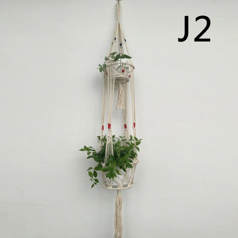 Винтажная Подвеска для растений из макраме садовый цветочный горшок держатель подвесная веревка корзина Декор - Цвет: J2