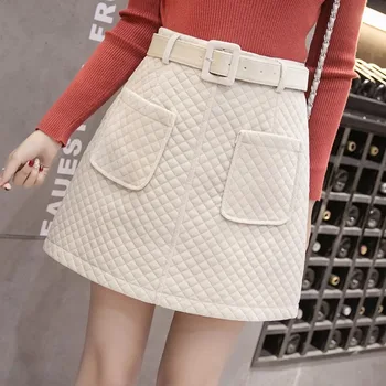 

MingJieBiHuo A word thick warm comfortable skirt new Korean fashion women temperament fresh simple outdoor girls mini skirt