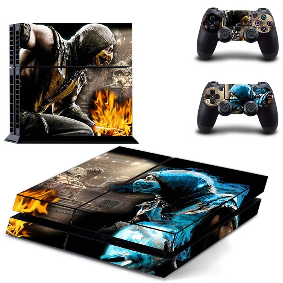 Full Body Vinyl Skin Sticker Decal Cover for PS4 Console and 2PCS Controllers Skins Mortal Kombat