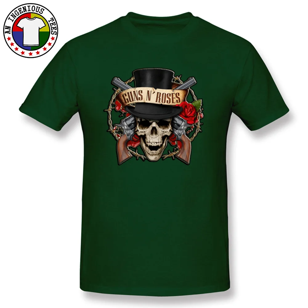 Guns N Roses O-Neck T Shirts VALENTINE DAY Tees Short Sleeve Fitted Cotton Fabric Casual Tee Shirt Print Men's Guns N Roses dark