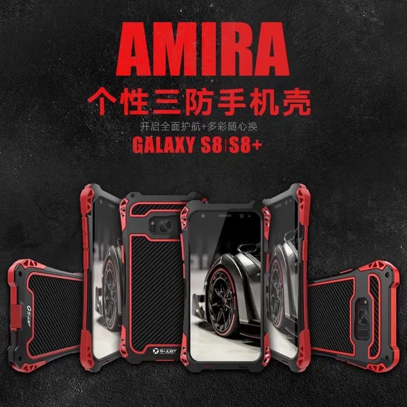 Чехол R-Just Armor King для SS S7 edge S10 Plus водонепроницаемый чехол для Galaxy S8 S9 S9+ Plus S8+ алюминиевый ударопрочный карбоновый