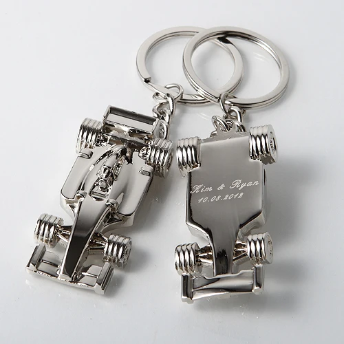Personalized Racing Car Shape Zinc Alloy Keychains (Set Of 4)in Party