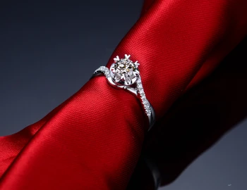 

Brilliant Genuine 18K 750 White Gold Ring 0.45Ct Round Cut Diamond Pure Gold Engagement Ring Female Bridal Jewelry