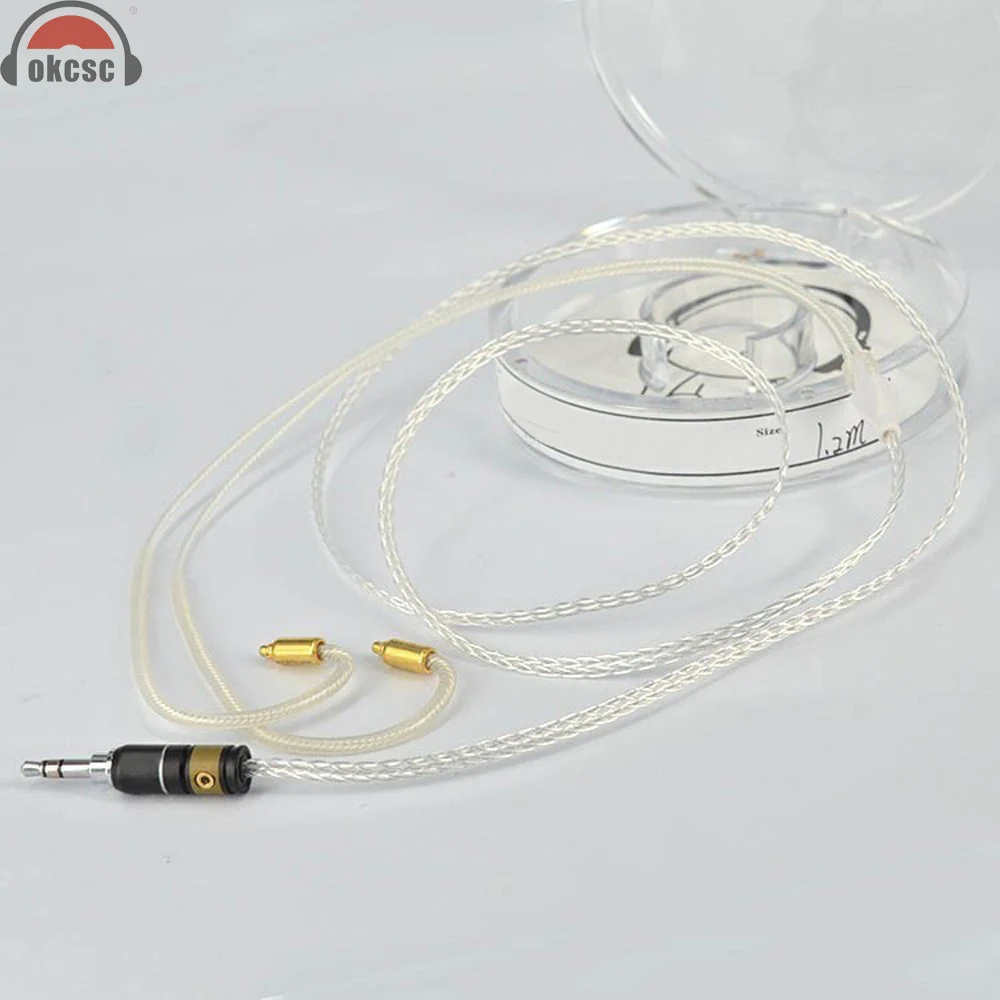 

OKCSC 8 Core Single Crystal Sliver Copper MMCX Cable DIY Replacement Earphone Cables 3.5mm Plug for SHURE SE215 SE535 W40 W60