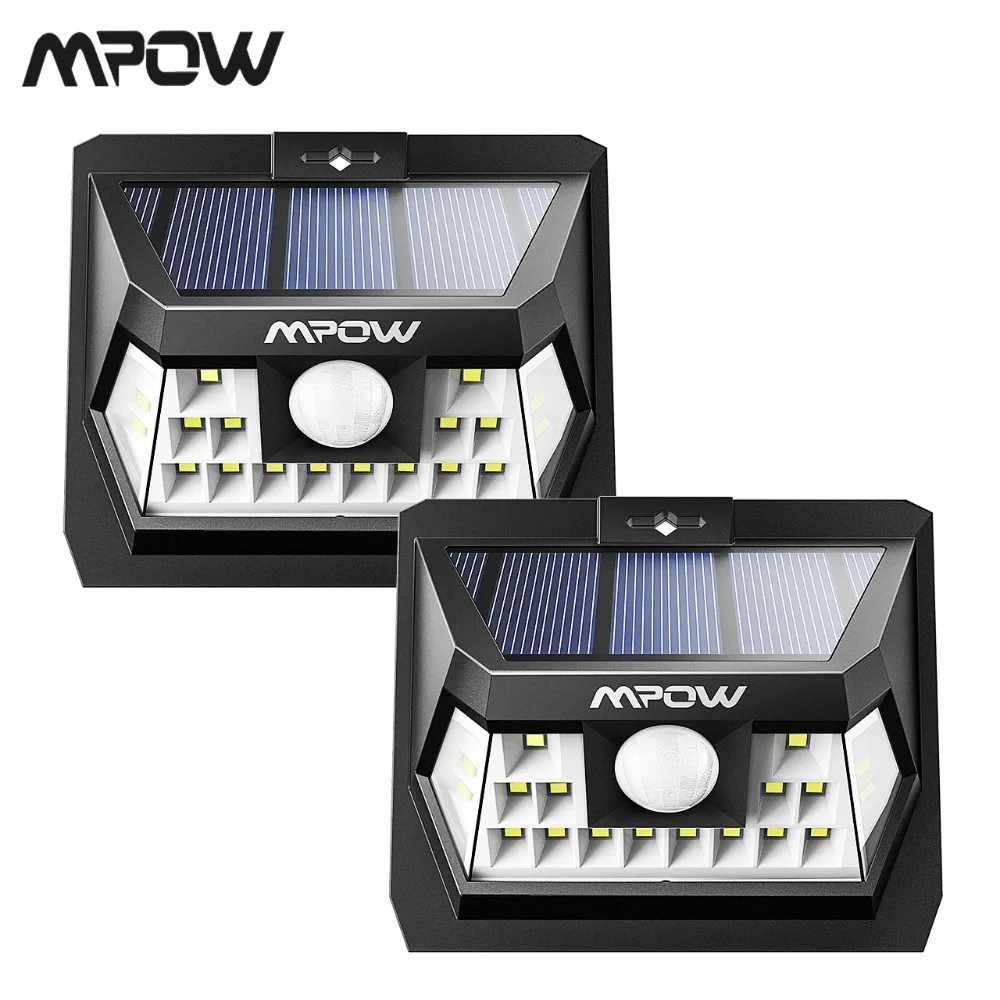 

2 Pack Mpow 18 LED Motion Sensor Solar Light Wall Lamp Outdoor Garden High-efficient Solar Panel 120 Sensing Angle Weatherproof