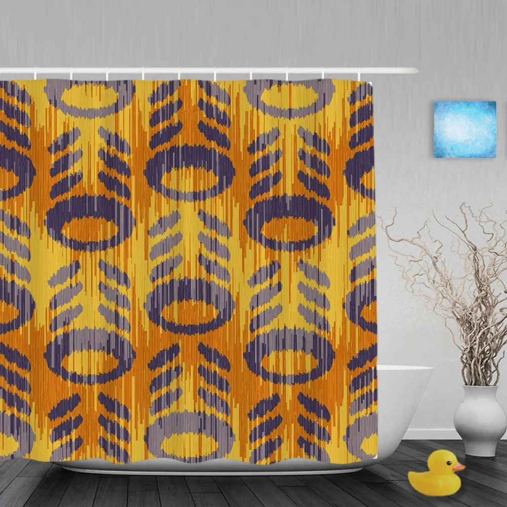 Abstract Pattern Decor Bathroom Curtains Beautiful Yellow Home Decor